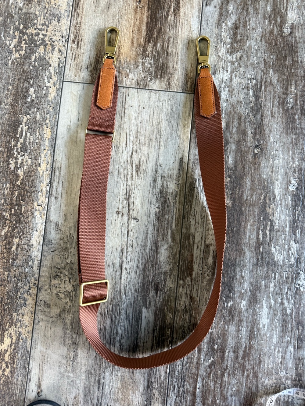 2 for $15 sale: Brown Fossil nylon 1.5inch purse strap with brass clips leather